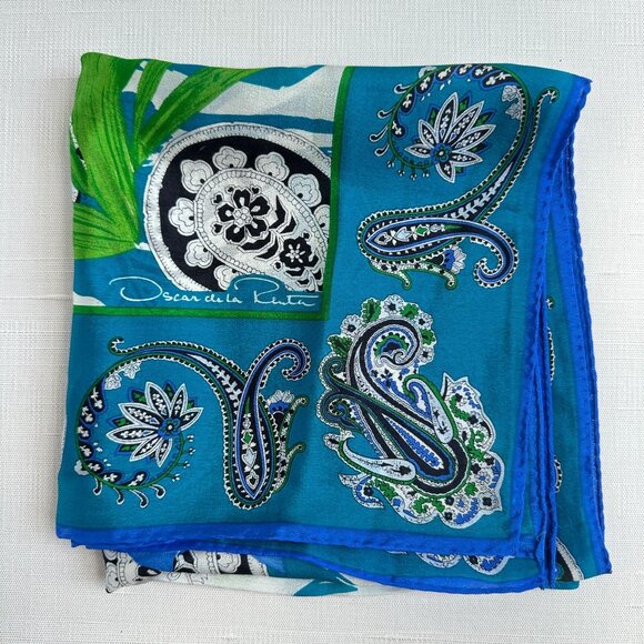 Oscar de la Renta Accessories - Oscar de la Renta Vintage Silk Floral Scarf 30" 1980s